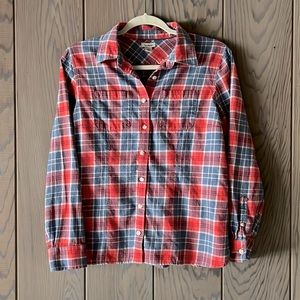 L.L. Bean Flannel Shirt, Size S, Blue-Red